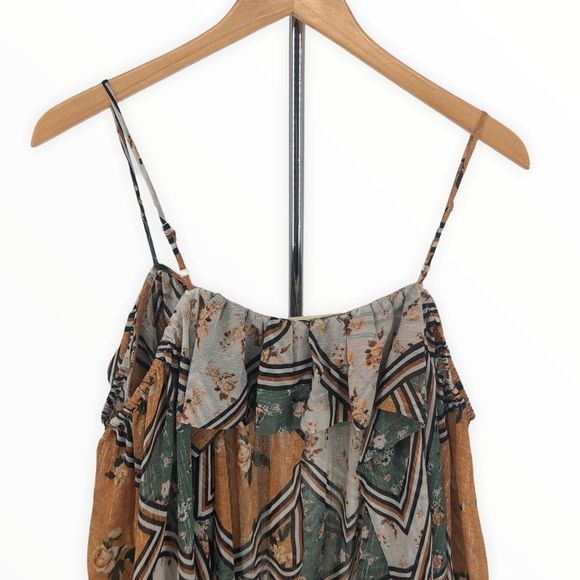 Lovestitch Patchwork Mixed Print Open Shoulder Long Sleeve Top size Medium - Picture 8 of 14